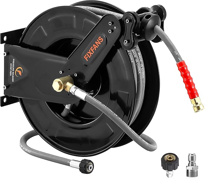 Pressure Washer Hose Reel with Hose for Hot and